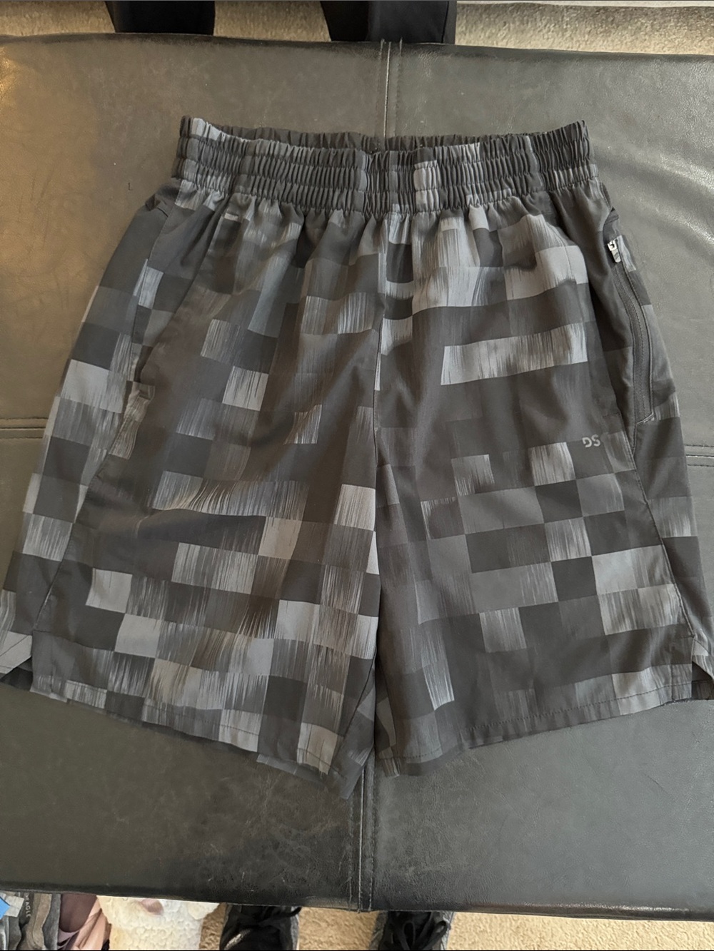 DSG Black and Gray Geometric Men's Athletic Shorts